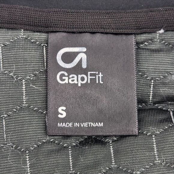 GAP Fit Jacquard Quilted Bomber Jacket Womens Size Small Black White Hexagon - Picture 7 of 9